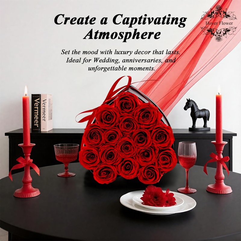 Hover Flower 27 Forever Preserved Flowers in a Box, Vanlentines Day Gifts for Her, Eternal Roses Flowers for Delivery Prime, Birthday Gifts for Women Mom Grandma Wife (Red)