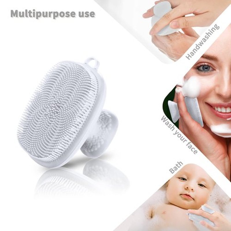 VWMYQ Silicone Face Scrubber for Men Facial Cleansing Brush Silicone Face Wash Brush Manual Waterproof Cleansing Skin Care Face Brushes for Cleansing and Exfoliating (White)