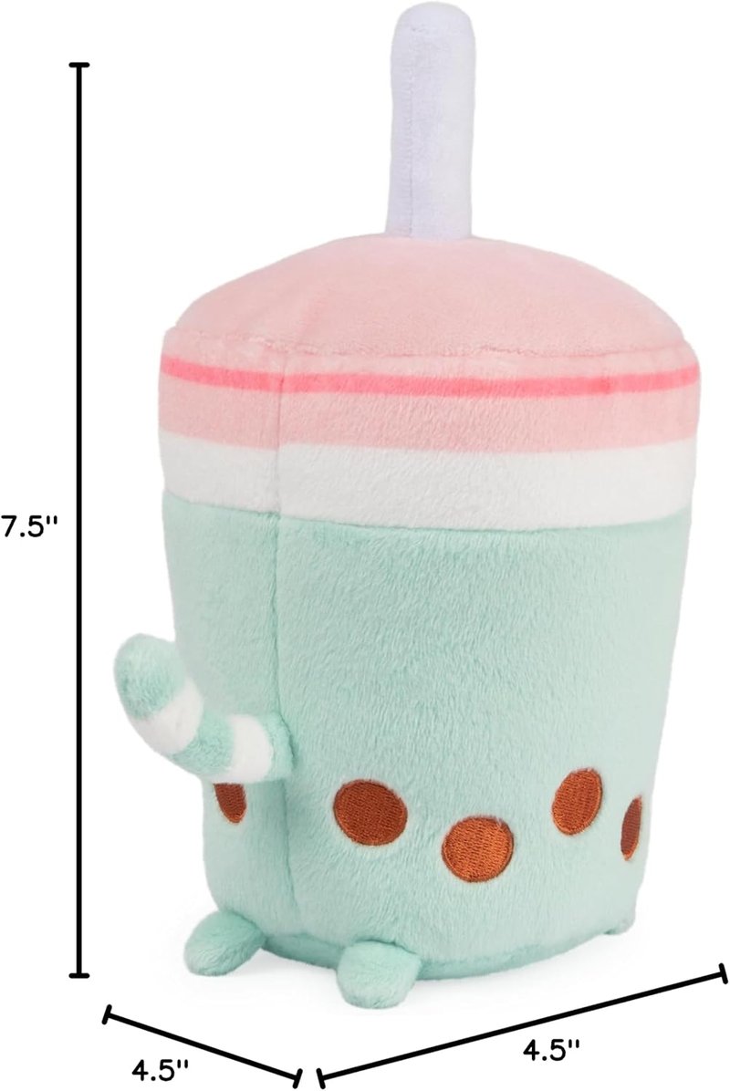 Pusheen Boba Tea Cup Plush Cat Stuffed Animal | Soft Green/Pink Toy for Ages 8+ - 6”