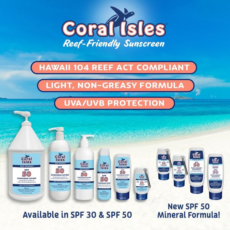 Coral Isles by Rocky Mountain Sunscreen | SPF 50 KIDS Spray | Broad Spectrum UVA/UVB Protection | Hawaii Reef-Safe Act Compliant | Oxybenzone & Octinoxate Free | Water Resistant 80 Min. | 16 Fl Oz