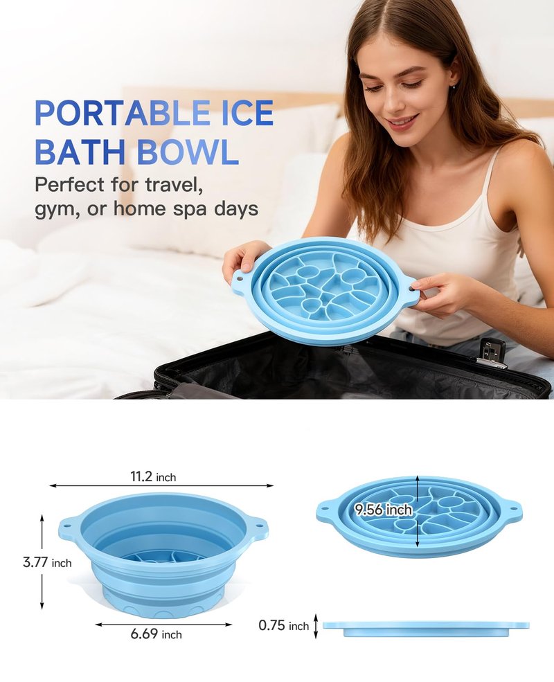 Face Ice Bath Bowl - Silicone Cold Plunge Tub for Facial Therapy & Skin Care, Collapsible Ice Basin with Built-in Ice Tray, Portable Ice Bowl for Face Dunking and Home Spa Use
