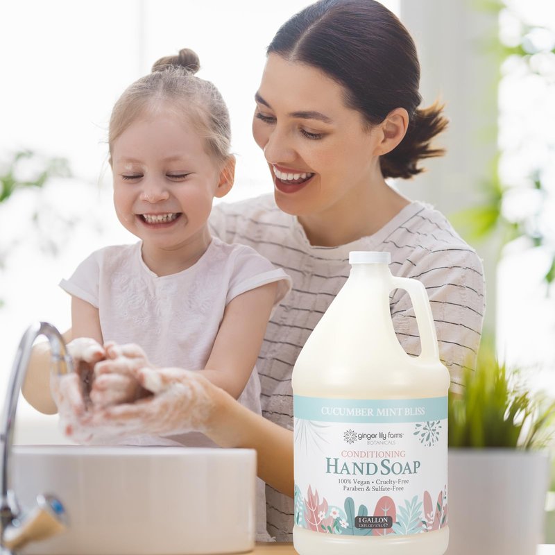Ginger Lily Farms Botanicals Conditioning Liquid Hand Soap Refill, 100% Vegan & Cruelty-Free, Cucumber Mint Bliss Scent, 1 Gallon (Pack of 4)