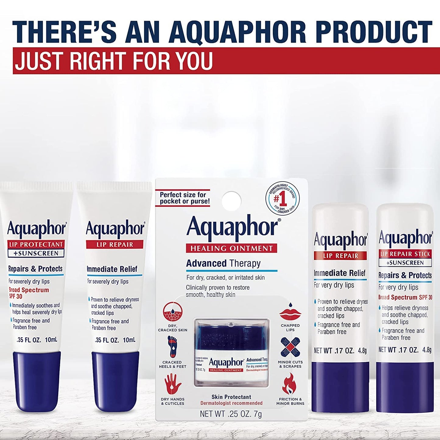 Aquaphor Lip Repair, 0.35 Fl Oz, Pack of 6
