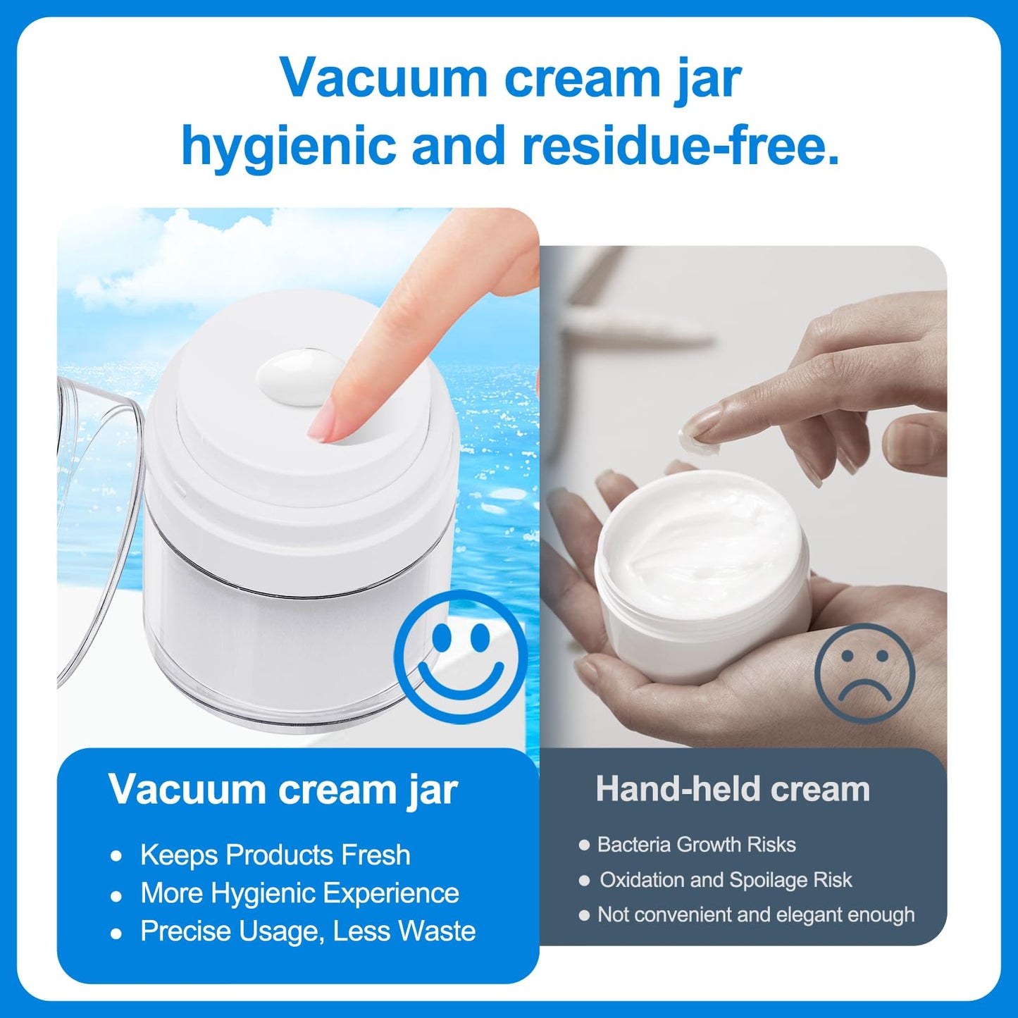 4 Pack Airless Pump Jar, 1.7 oz Pump Moisturizer Container,Travel Skincare Bottles,Travel Size Containers for Cream,Moisturizer&Lotion Leak-Proof Portable Dispenser for Toiletries
