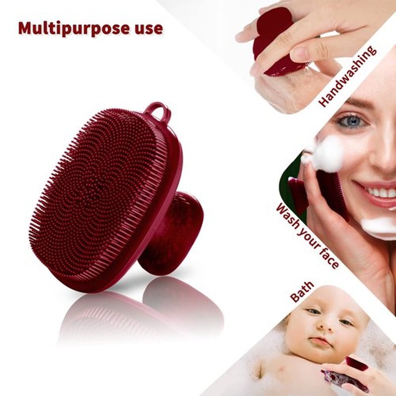 VWMYQ Silicone Face Scrubber for Men Facial Cleansing Brush Silicone Face Wash Brush Manual Waterproof Cleansing Skin Care Face Brushes for Cleansing and Exfoliating (red)