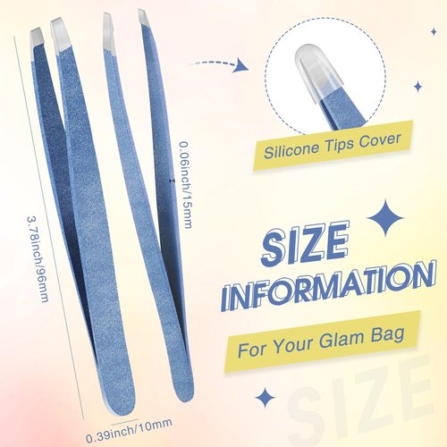 12 Pieces Eyebrow Tweezers Stainless Steel Slant Tip Tweezers Facial Hair Eyebrow Precision Tweezers for Men and Women (Sky Blue)