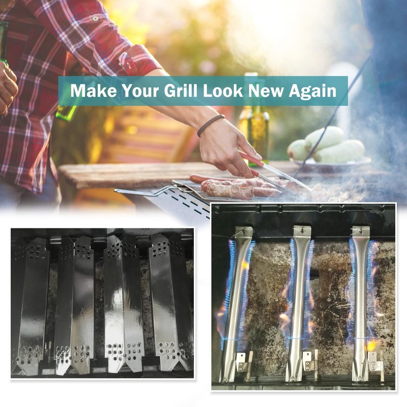 Grill Replacement Parts for Nexgrill 5 Burner 720-0888 720-0888N, 4 Burner 720-0830H 720-0783E, 17 Inch Grill Grates, Burners Tubes, Heat Plates and Igniters for Nexgrill Replacement Parts 5 Burner.