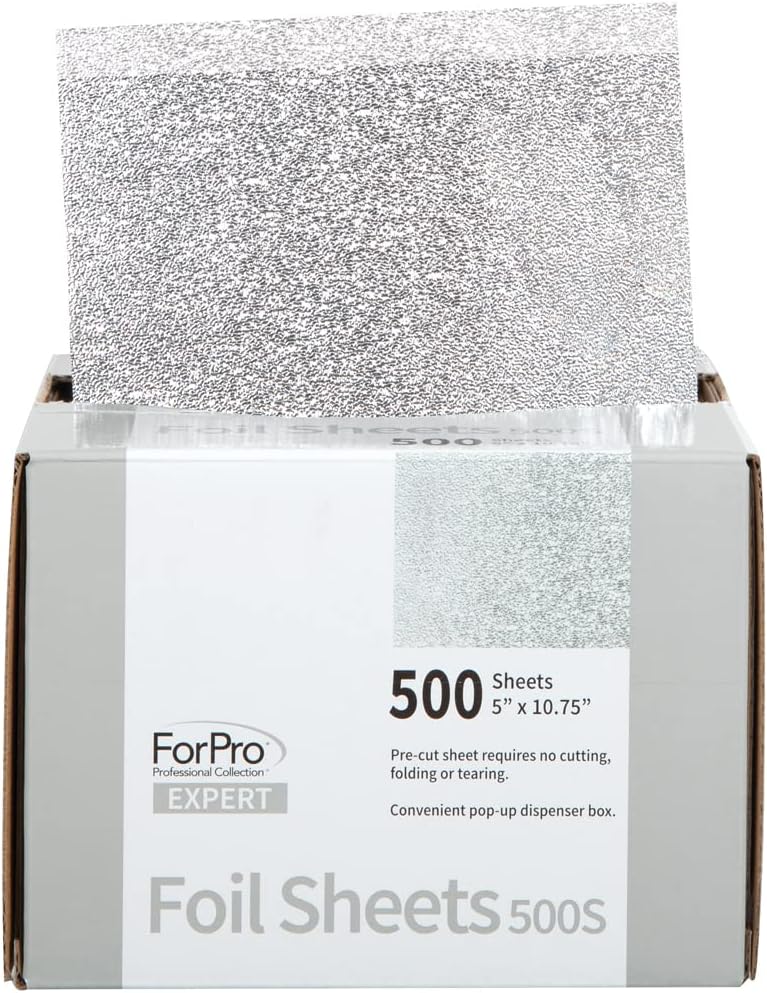 ForPro Expert Embossed Aluminum Foil Sheets 500S, Pop-Up Foil Dispenser, Hair & Food Safe, 5' W x 10.75' L, Pack of 2 (500-Count)