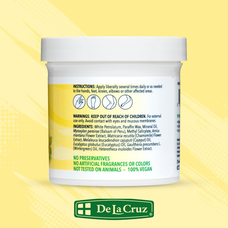 De La Cruz Arnica Salve Foot Care Cream for Dry Cracked Heels & Feet, Skin Care, Hand Salve, 24 Hour Moisture Balm, JUMBO 5.5 OZ