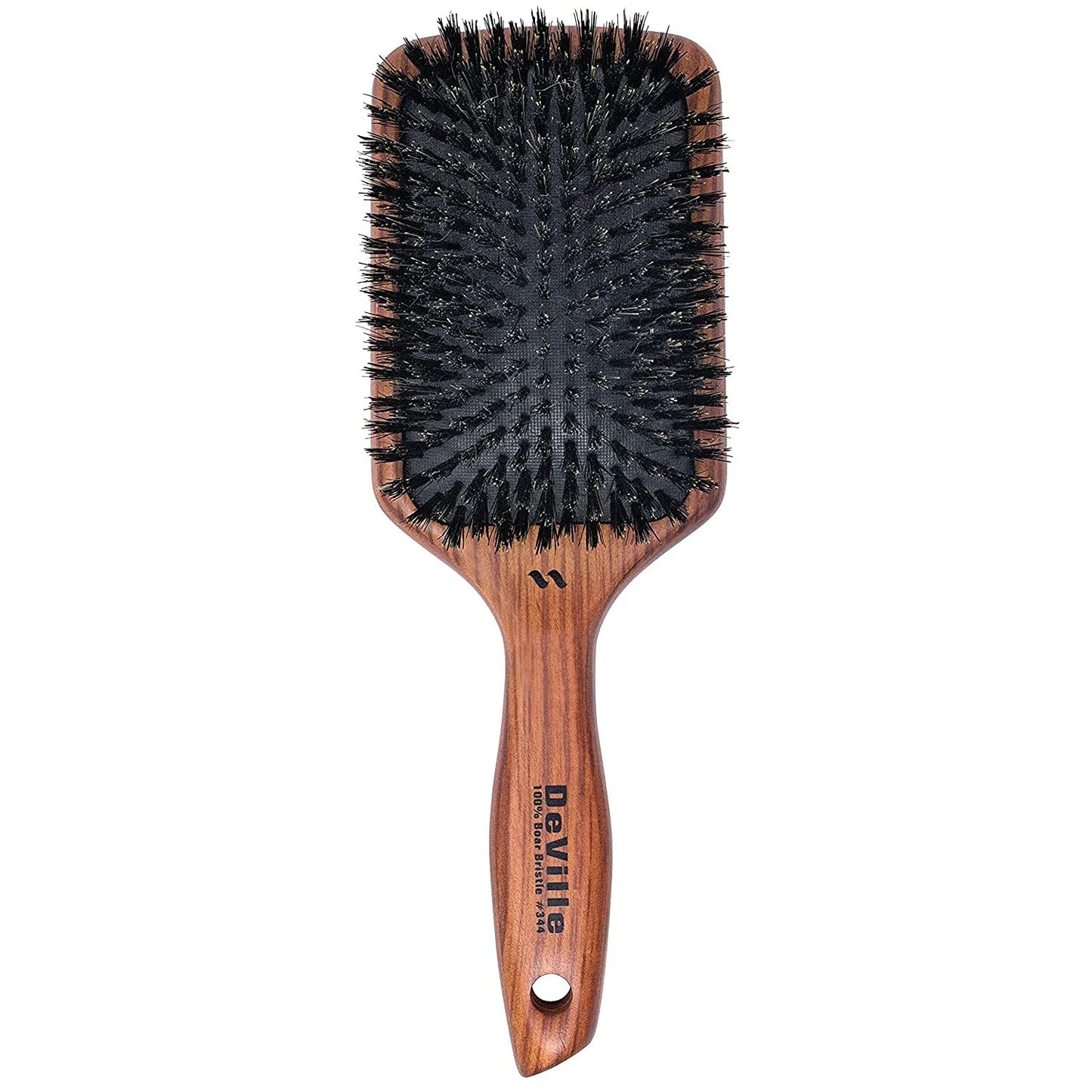 Spornette Deville Boar Bristle Paddle Brush - Wooden Handle for Smoothing & Detangling All Hair Types