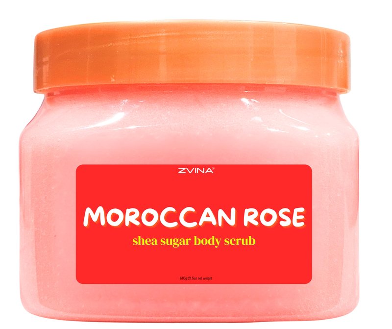 Shea Sugar Body Scrub, Moroccan Rose (21.5 oz) Deep Exfoliation, Hydration for Dry, Dull Skin, Formula for Smooth, Radiant Skin