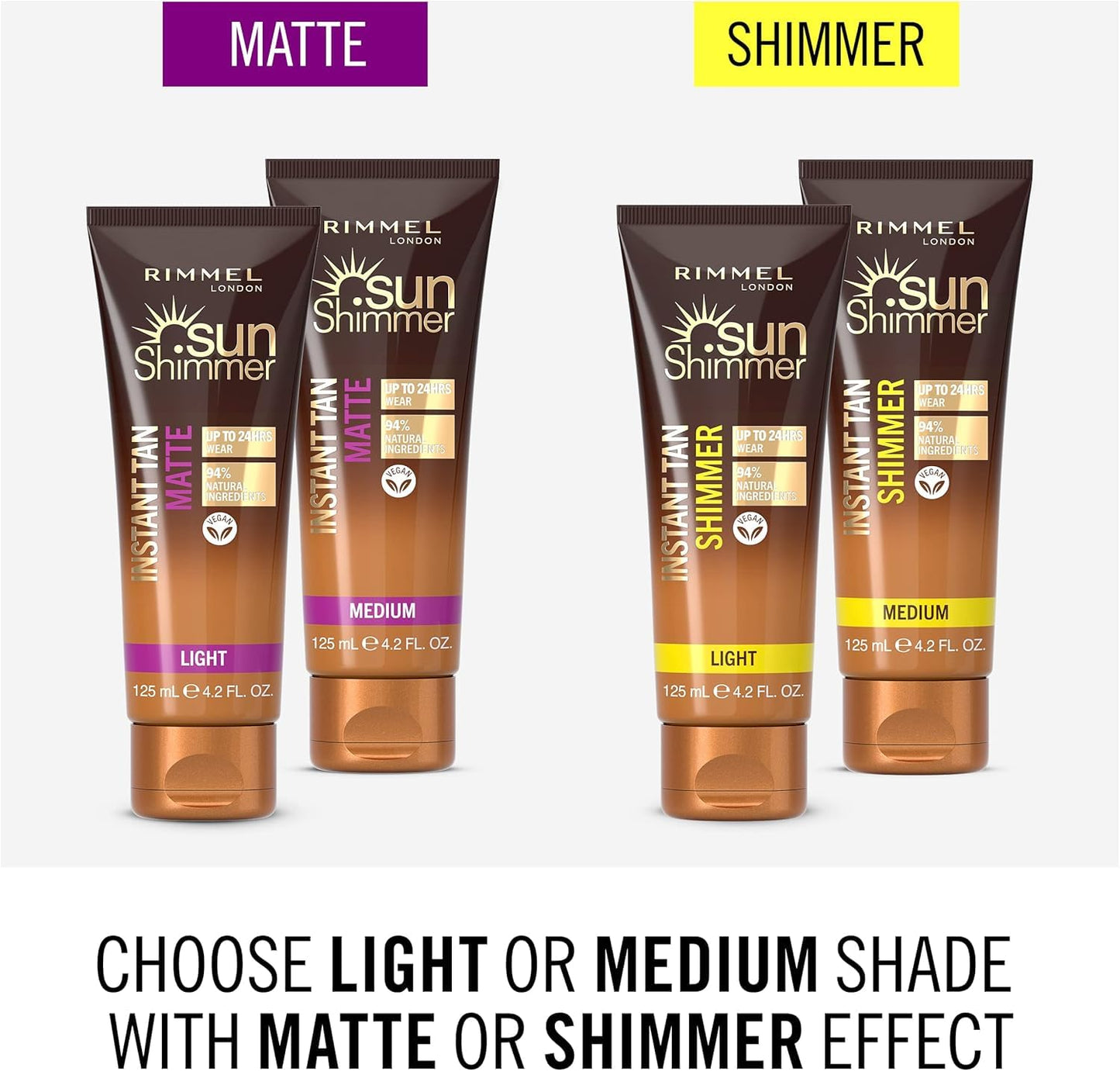Rimmel Sunshimmer Water Resistant Instant Tan Wash Off Shimmer - Light