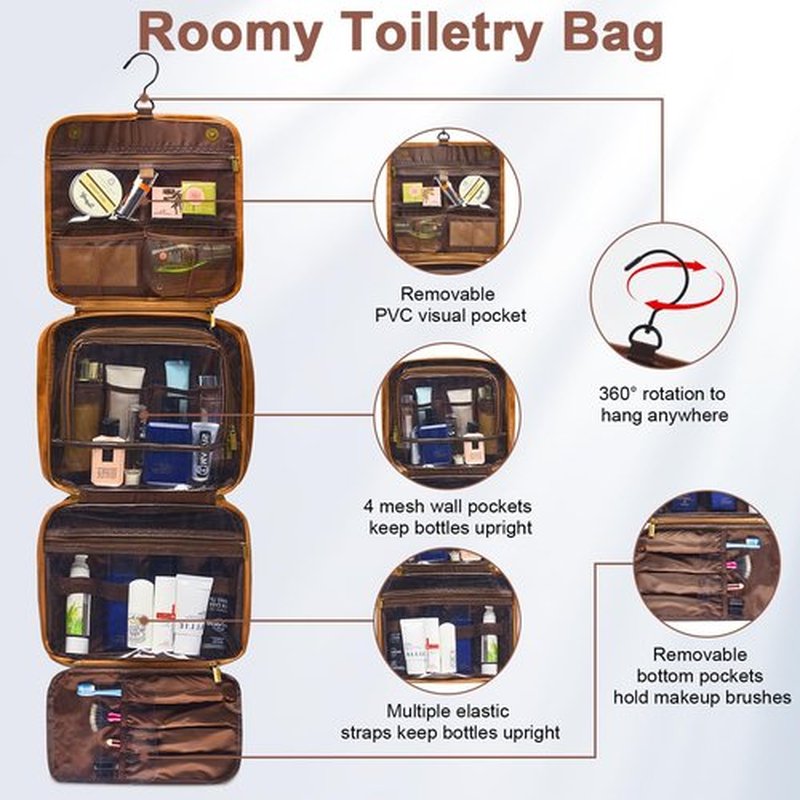 3-in-1 Large Personalized PU Leather Toiletry Bag For Men, Custom Groomsmen Gifts Hanging Travel Organizer Bag, Laser Engraved Name Monogram Shaving Kit Gift For Him Husband Father Dad Dop