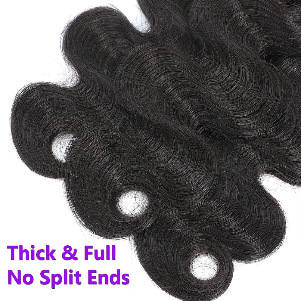 UDesire 12A Brazilian Body Wave Bundles (18 20 20 Inch) Human Hair 3 Bundles Unprocessed 100% Virgin Body Wave Human Hair Weave Bundles Natural Black