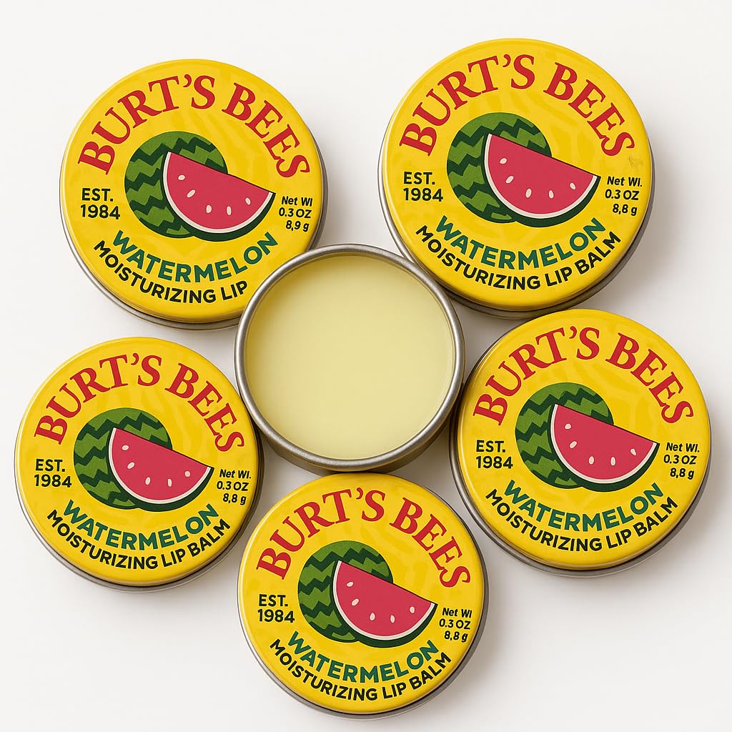 6 Pack Burt's Bees Watermelon Lip Balm 0.3oz Tin