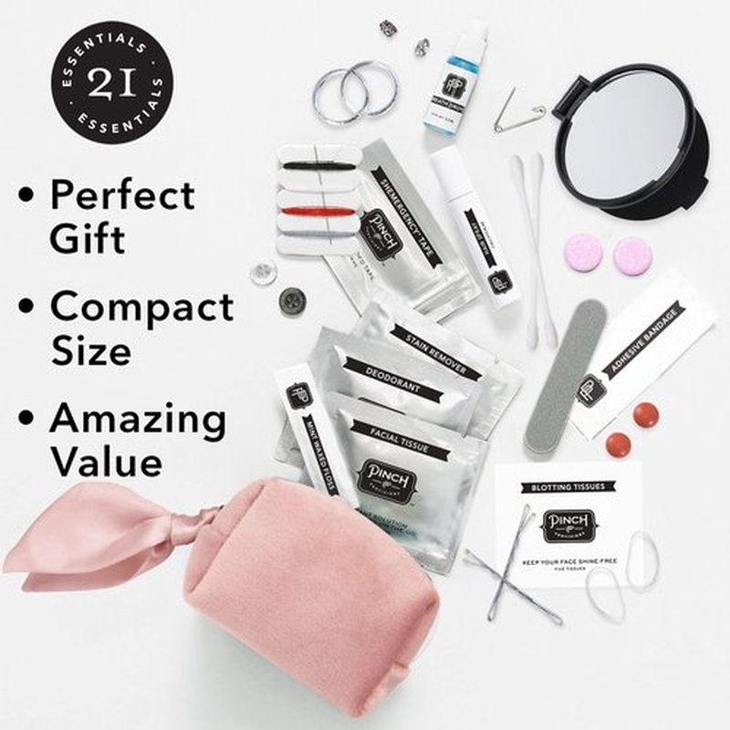 Pinch Provisions Minimergency Kit for Brides, Velvet Dusty Rose, Includes 21 Must-Have Emergency Essential Items for Your Wedding Day, Compact, Multi-Functional Zipper Pouch, Perfect Survival Kit Gift