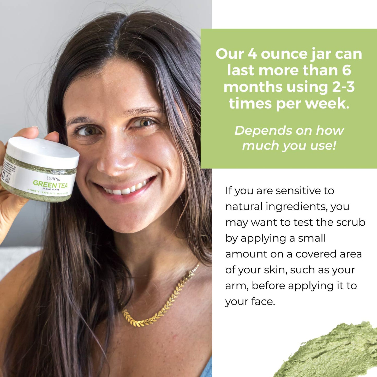 Teami Matcha Green Tea Facial Scrub For Hydrating, Moisturizing, and Exfoliating, Natural Exfoliating Body & Organic Face Exfoliator Sugar Scrub with Lemongrass, Non-Greasy Face Exfoliant