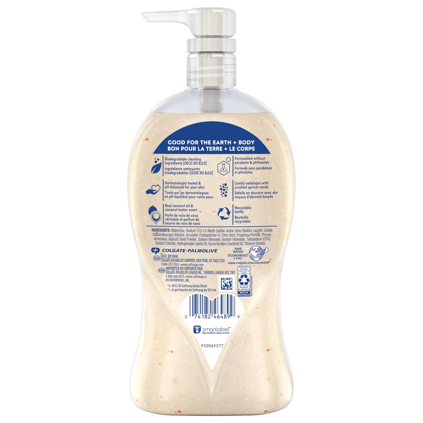 Softsoap Body Wash Pump, Coconut Butter Scrub, Exfoliating Body Wash, WHITE (Package May Vary), 32 Ounce (Pack of 2)