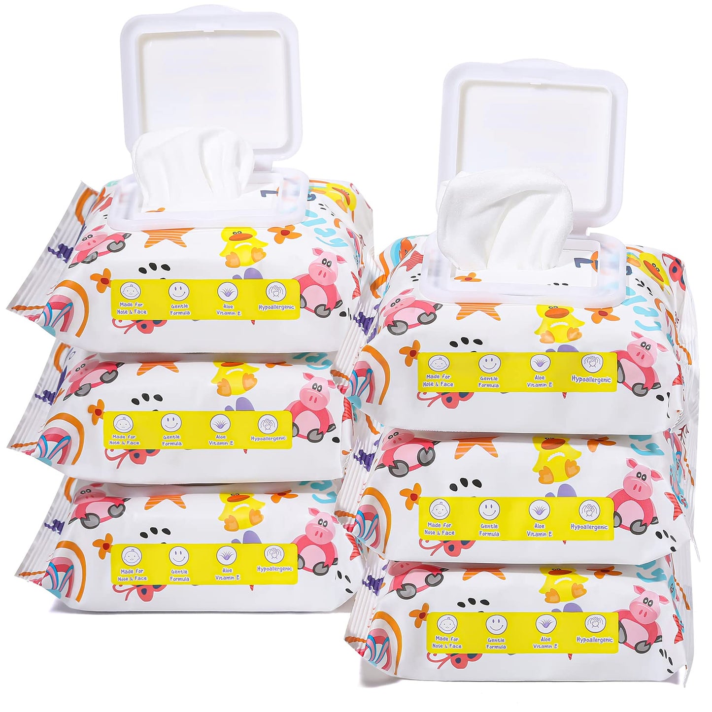 HAPPY BUM - 180 Count Saline Baby Wipes, Unscented, 7.4 x 7.2 Inch, Moist and Refreshing, Multi-Purpose Use, Ideal for Travel