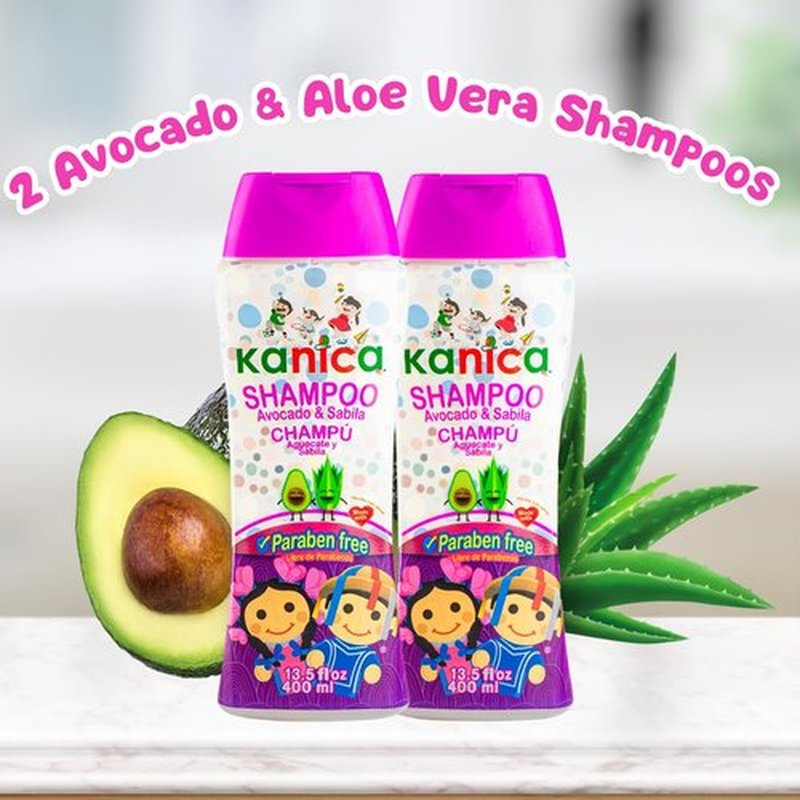 KANICA Avocado & Aloe Vera Shampoo - Paraben-Free Hair Shampoo - Cruelty-Free Gentle Shampoo Hair Care for Deep Clean & Detangle Ingredients for Hydrated, Shiny Hair - 13.5 fl oz Shampoo for Kids
