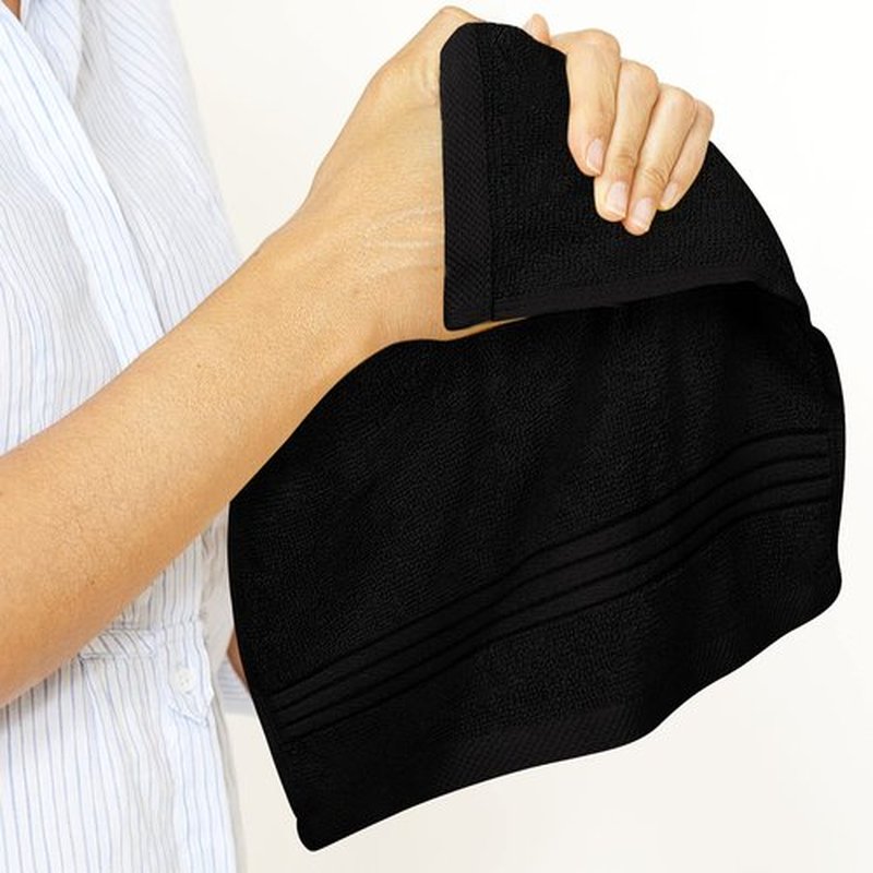 Utopia Towels 12 Pack Premium Wash Cloths Set (12 x 12 Inches) 100% Cotton Ring Spun, Highly Absorbent and Soft Feel Washcloths for Bathroom, Spa, Gym, and Face Towel (Black)