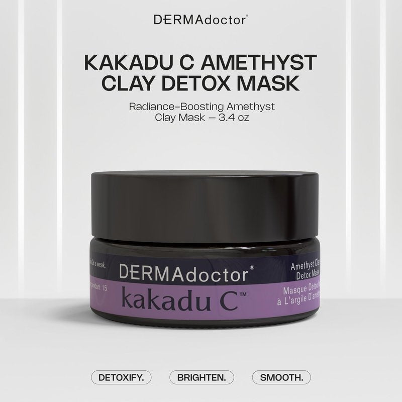 DERMAdoctor Clay Mask for Face with Bentonite & Kaolin Clay – Vitamin C Mask for Face, Pore Minimizer, Facial Detox, Facial Oil Remover, Illuminator, Acne Scar care - 15 Minutes - 1.69 oz