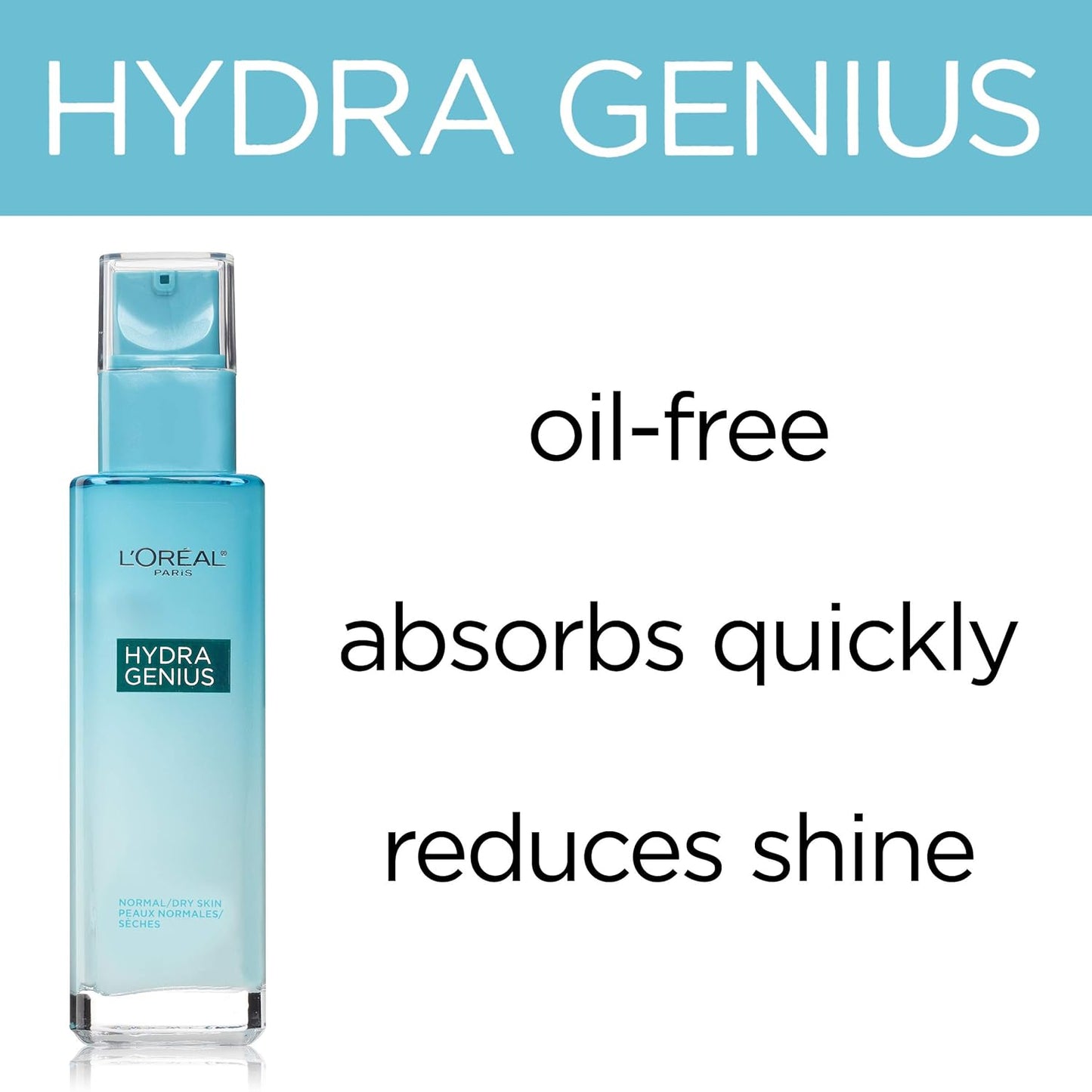 Hydra Genius Oil-Free Face Moisturizer with Hyaluronic Acid & Aloe Water - 3.04 fl. oz. for Normal to Oily Skin