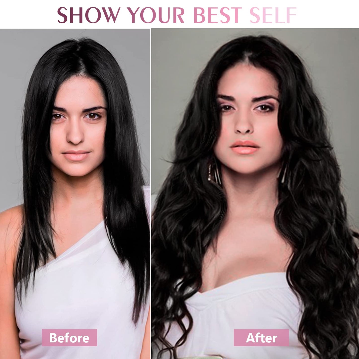 Fimislosion 16" Clip in Real Human Hair Extensions with Double Weft, 7pcs with 16clips,120 Gram(#1B Natural Black)