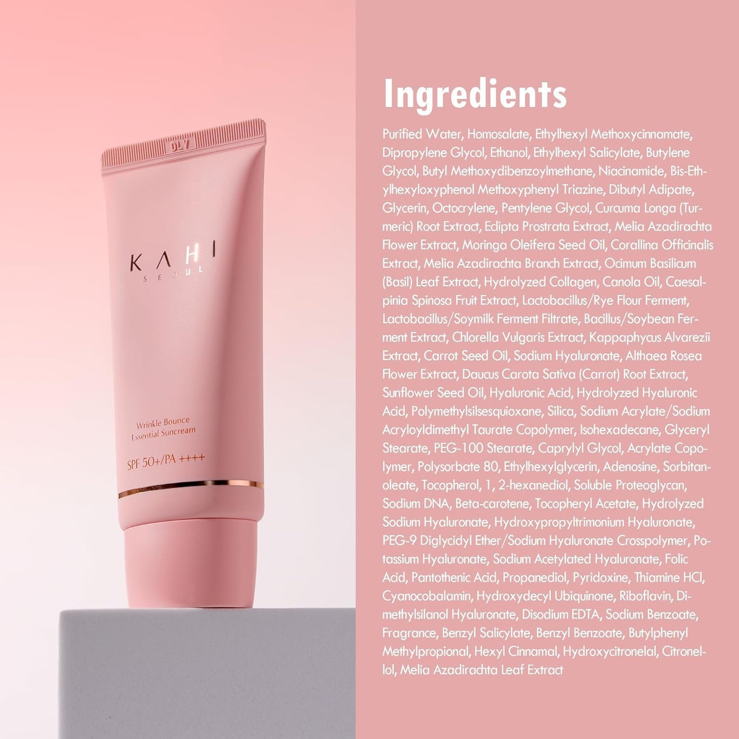 KAHI Wrinkle Bounce Essential Korean Sun Screen Facial Moisturizer with SPF 50 + PA++++ Sun Block Daily Moisturizer | Tone Up Cream Face Sunblock Hydrating Face Cream 1.69 fl oz