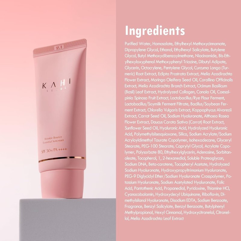 KAHI Wrinkle Bounce Essential Korean Sun Screen Facial Moisturizer with SPF 50 + PA++++ Sun Block Daily Moisturizer | Tone Up Cream Face Sunblock Hydrating Face Cream 1.69 fl oz