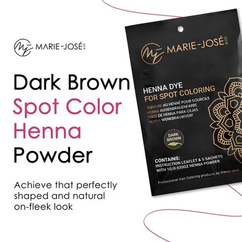 Marie-José & Co Henna Dye Set - Professional Grade Henna Tint for Spot Coloring - Good for 50 Applications (Dark Brown)