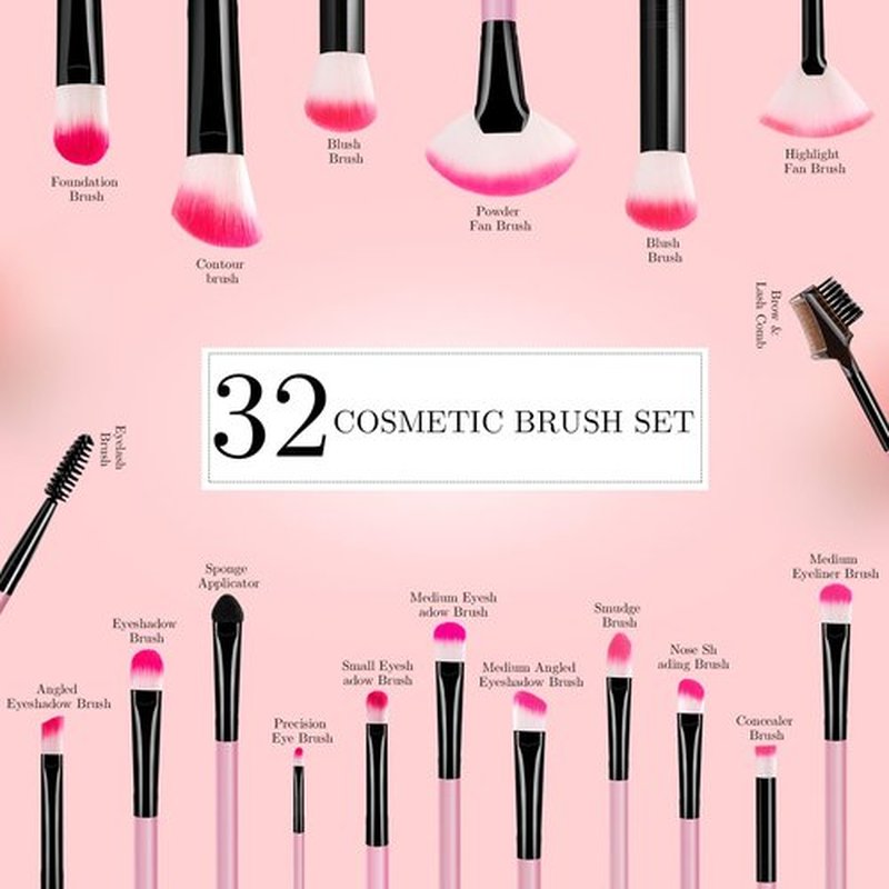 Makeup Brushes, VANDER 32pcs Makeup Brush Set Professional Soft Synthetic Foundation powder concealer blending Make up Brushes, eye shadow blush face brush set, Pink(Cosmetic bag not included)
