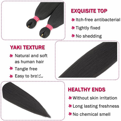 Pre-stretched Braiding Hair, Original Braid Hair Extensions, Hot Water Setting Crochet Hair Braids, Yaki Texture Easy Braiding Hair (14''-pack of 8, 2#)