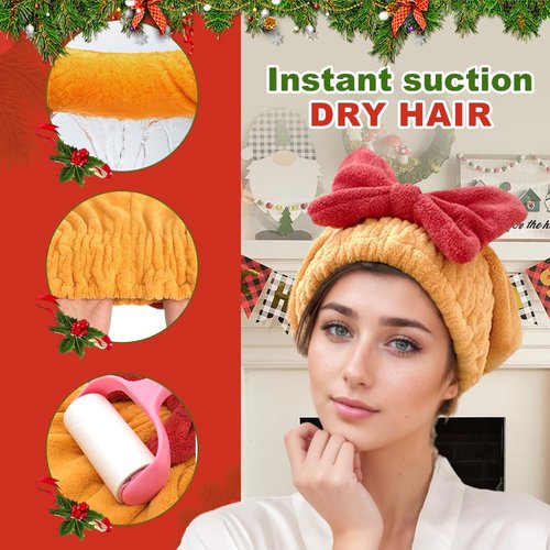 Coloday New Super Absorbent Hair Towel Wrap for Wet Hair, 2025 New Efficient Absorbent Hair Towel Wrap Microfiber Hair Towel, Upgrade Quick Drying Thickened Soft Bow Tie Hair Towel (2, Pink Blue)