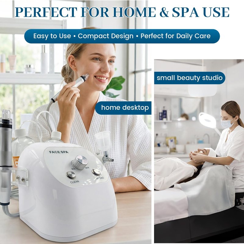 Hydrogen Oxygen Facial Machine for Home & Spa Use – Hydro Facial Machine Professional with Facial Vacuum, Water Oxygen Spray, Hydro Dermabrasion & Skin Care Device
