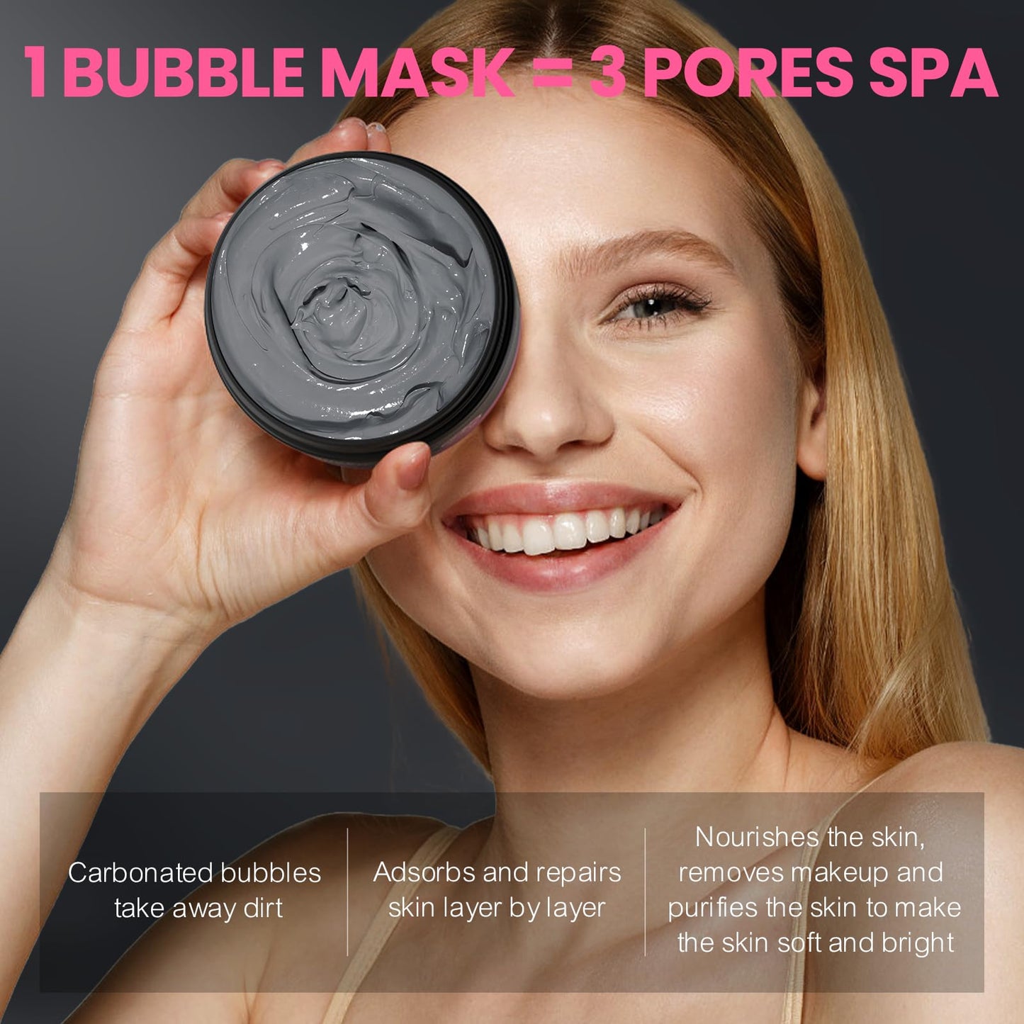 RIHAKO Valentine 's Day Gift Carbonated Bubble Clay Mask -Exfoliation Face Mask | Detoxing Clay Mask for Blackhead Removal,Dull Skin,Skincare Facial Mask for Controlling Oil and Refining Pores