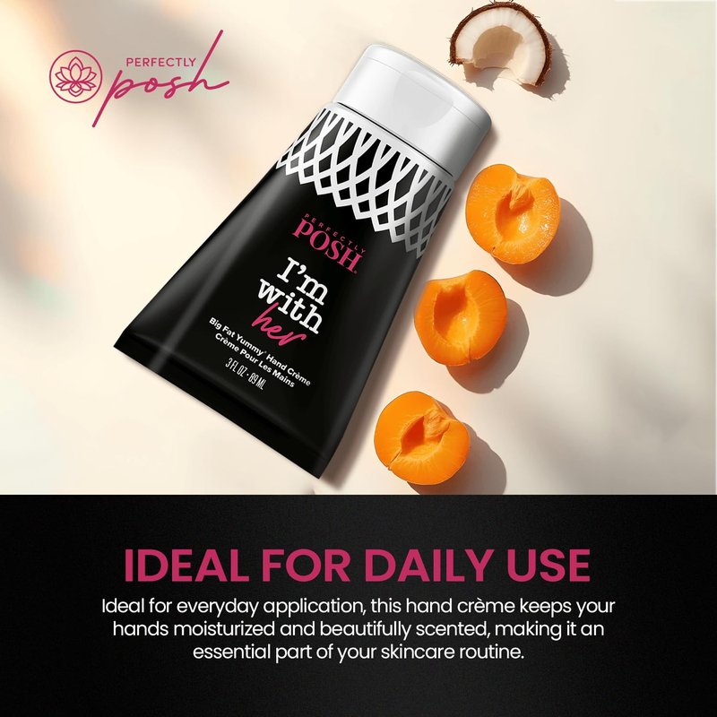 Perfectly Posh - I’m With Her Big Fat Yummy Hand Crème - Non-Greasy Hand Cream with Apricot Oil, Coconut Oil and Floral Berry Scent - 89ml