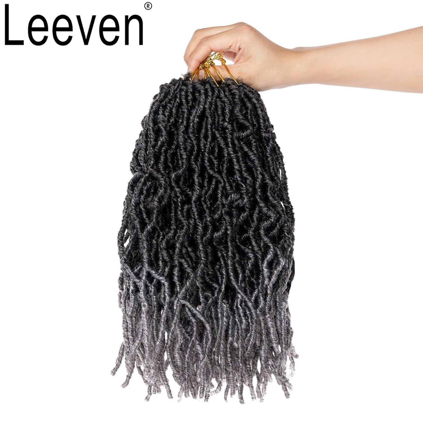 Leeven 108 Strands Ombre Grey Soft Locs Crochet Hair 12 Inch 6 Packs Pre looped New Faux Locs Dreadlocks Crochet Locs Braids Hair Synthetic Locs Crochet Hair for Black Women Tgrey#