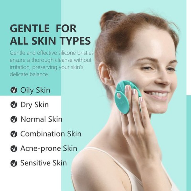 BEAUTAIL Silicone Face Scrubber 2 Pack, Manual Facial Cleansing Brush, Gentle Face Exfoliator for Sensitive Skin, Skin Care Exfoliating Face Brush for Men and Women, Rose+Green