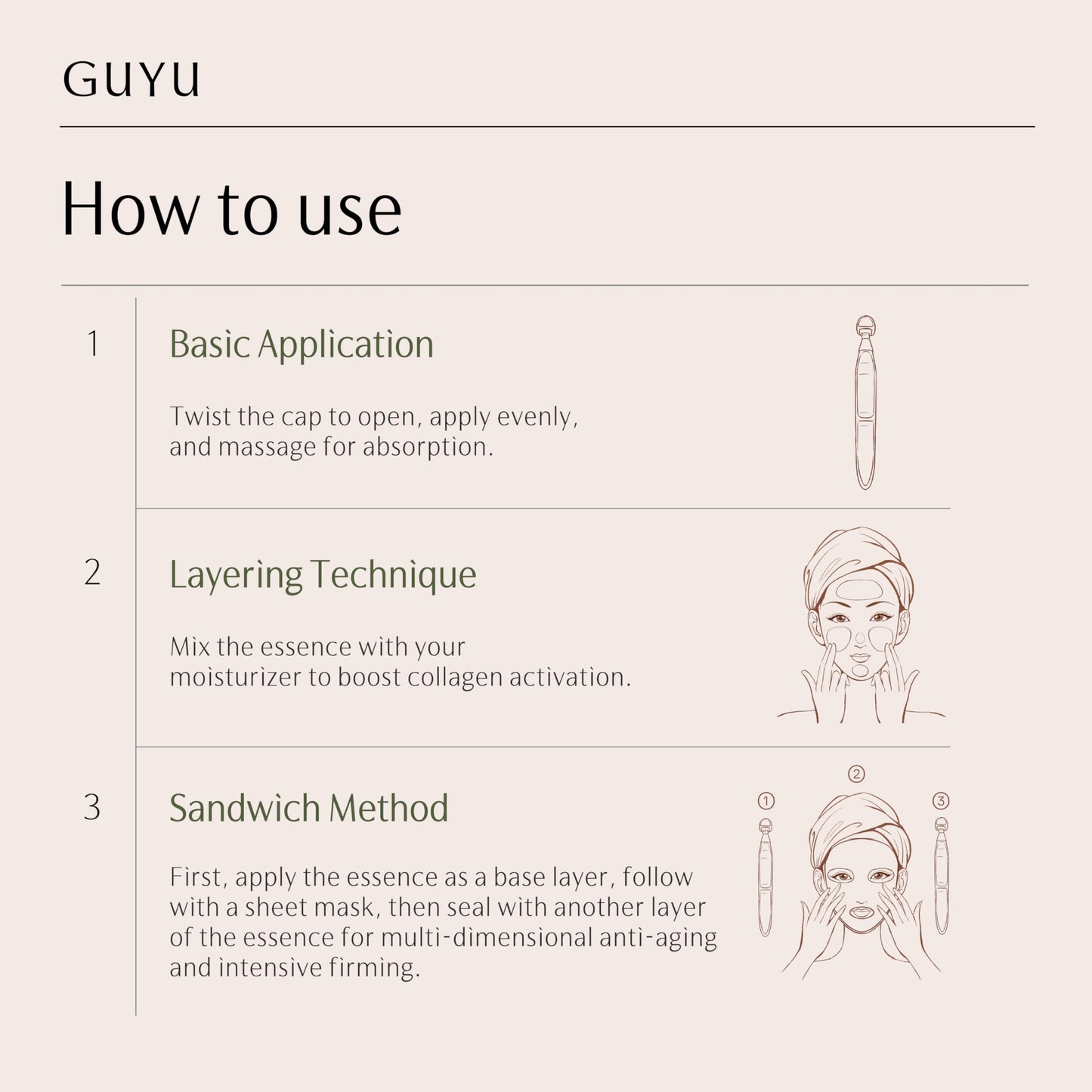 GUYU Ginseng Anti-Aging Serum for Face | GUYU Single-Use Ampoule | Peptides, Hyaluronic Acid, Panthenol, Ectoin, Beta Glucan | for Lifting, Firming, Smoothing Lines, Plumping (0.05 Fl Oz x 30pcs)
