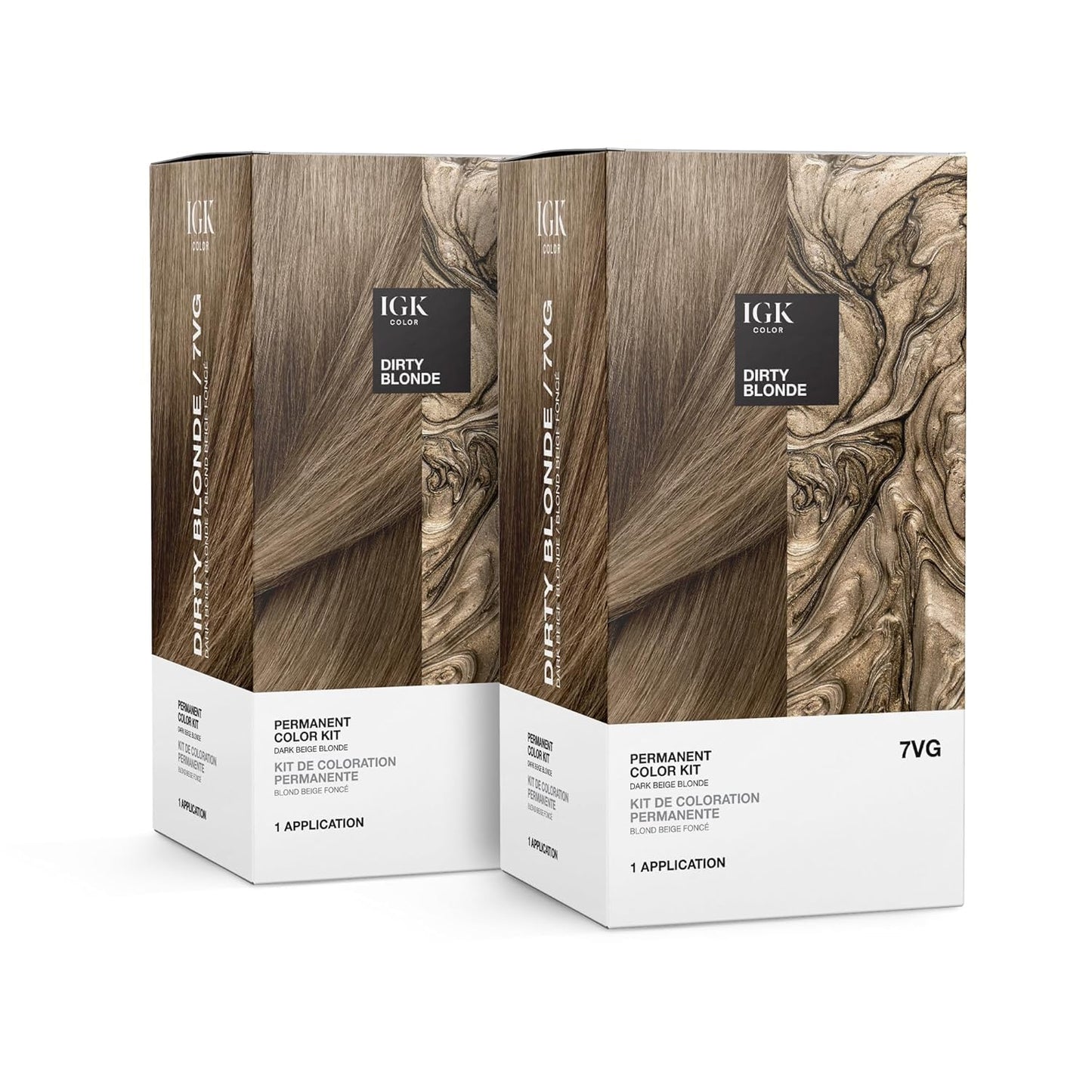 IGK Permanent Hair Dye Color Kit | 7 N Latte - Dark Natural Brown | 100% Gray Color Coverage + Strengthen + Shine | Ammonia Free