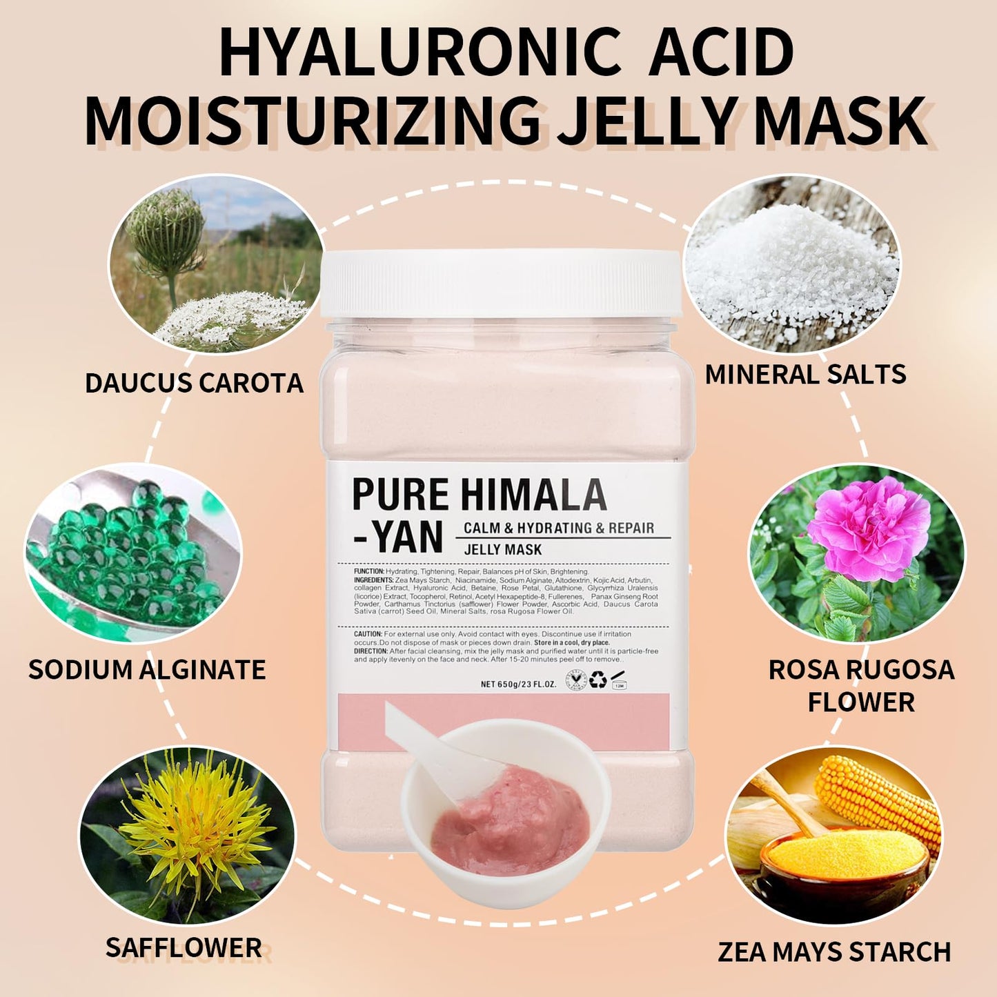 Nielies Jelly Mask, Facial Skin Care- Peel-Off Jelly Mask Set, Jelly Mask For Facials, Face Mask For Instant Hydration, Vegan Peel Off Face Mask, For Cleaning, Calming (Pure Himala Yan)