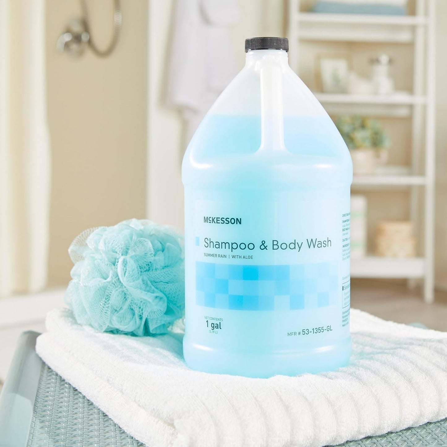 McKesson Body Wash and Shampoo - 1 Gallon Bulk Refill Full Body Wash with Aloe, Cucumber Melon Scent - Sensitive Skin & Hair 2‑in‑1