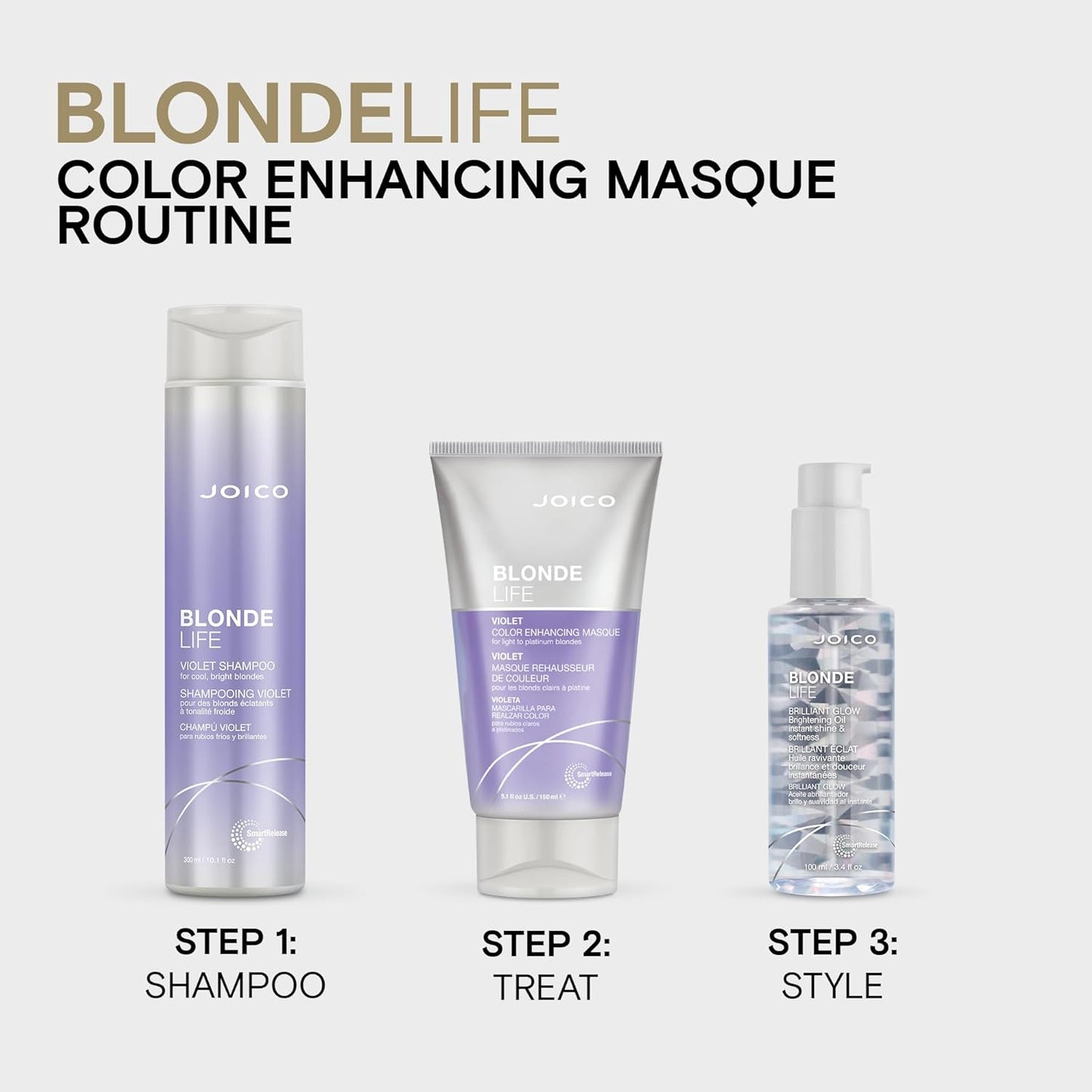Joico Blonde Life Violet Conditioner | For Cool & Bright Blonde Hair | Neutralize Brassy Tones | Banish Yellow Tones | Boost Shine | Sulfate Free | With Monoi & Tamanu Oil