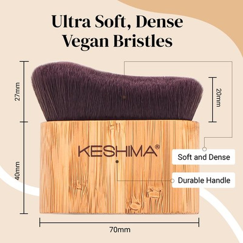 Self Tanner Brush by Keshima - Large Self Tanning Brush for Face and Body Makeup Brush Application - Kabuki Self Tan Brush Applicator for Smooth and Even Coverage