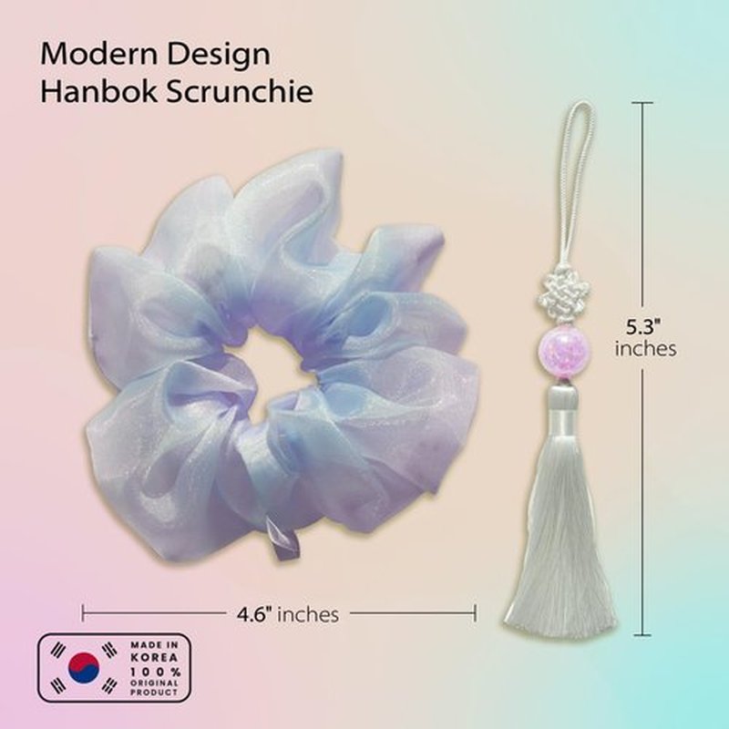 Generic WSF Korean Handmade Soft Scrunchies for Women - Hanbok ShuShu Scrunchies for Girls & Hair Ties (Light Blue)