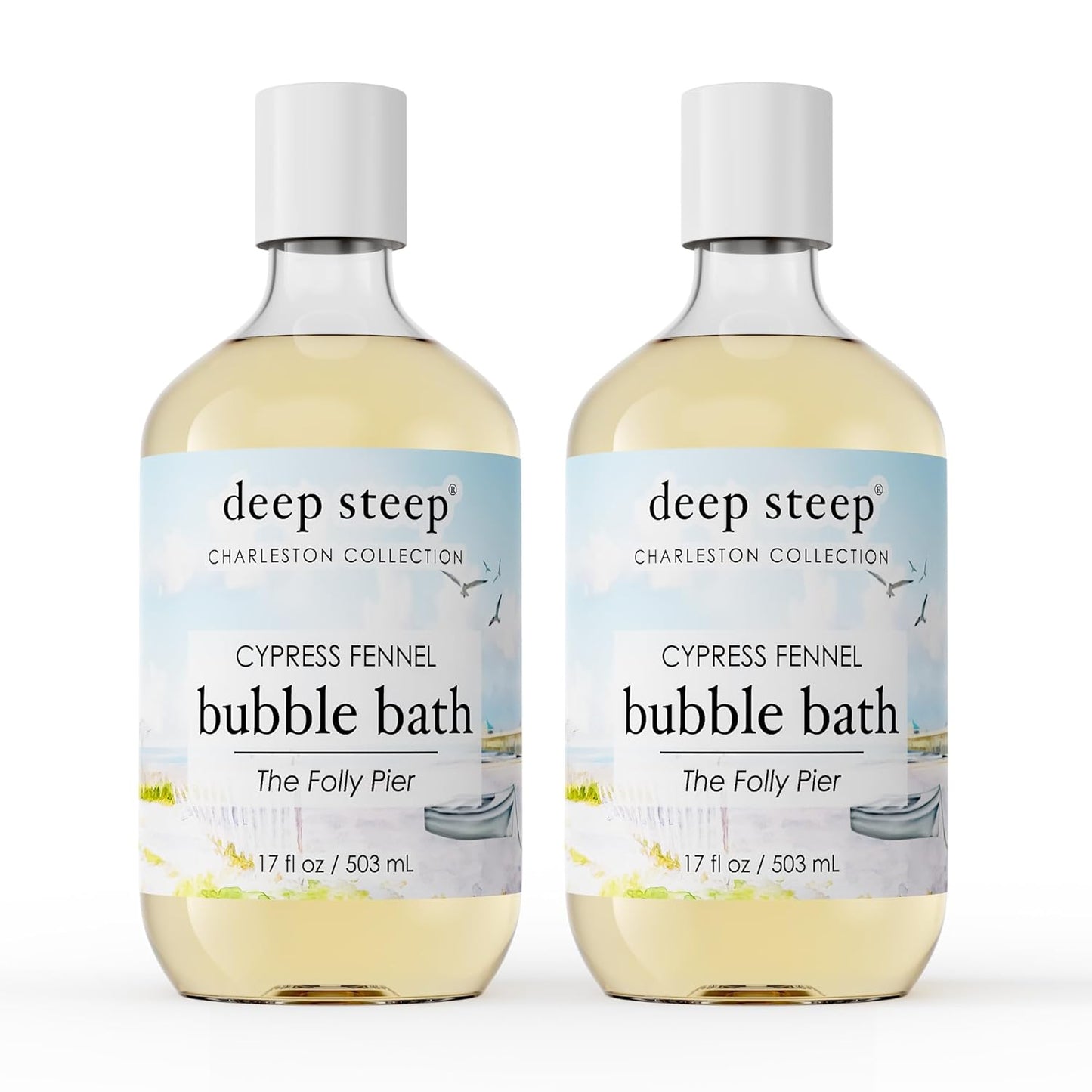 Deep Steep Bubble Bath, Lavender Chamomile, 17 oz (Pack of 2) – Soothing Soak with Shea Butter, Argan Oil, Aloe Vera & Coconut Oil – Vegan, Sulfate-Free, PH-Balanced Clean Beauty