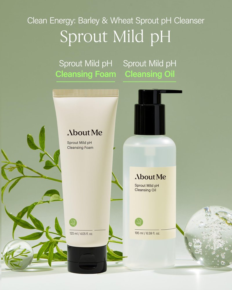 About Me Korean Low pH Amino Acid Cleansing Foam - 35% Sprout Complex + 7 Hyaluronic Acid Forms, Wheat Broccoli Alfalfa Sprouts, Cream-to-Foam Sulfate Free, Vegan Reef Safe, 4.05 fl oz