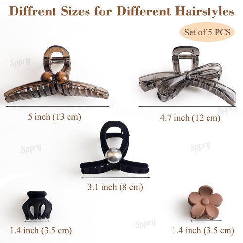 Sppry Hair Claw Clips for Women Thick/Thin Hair Set of 5 PCS