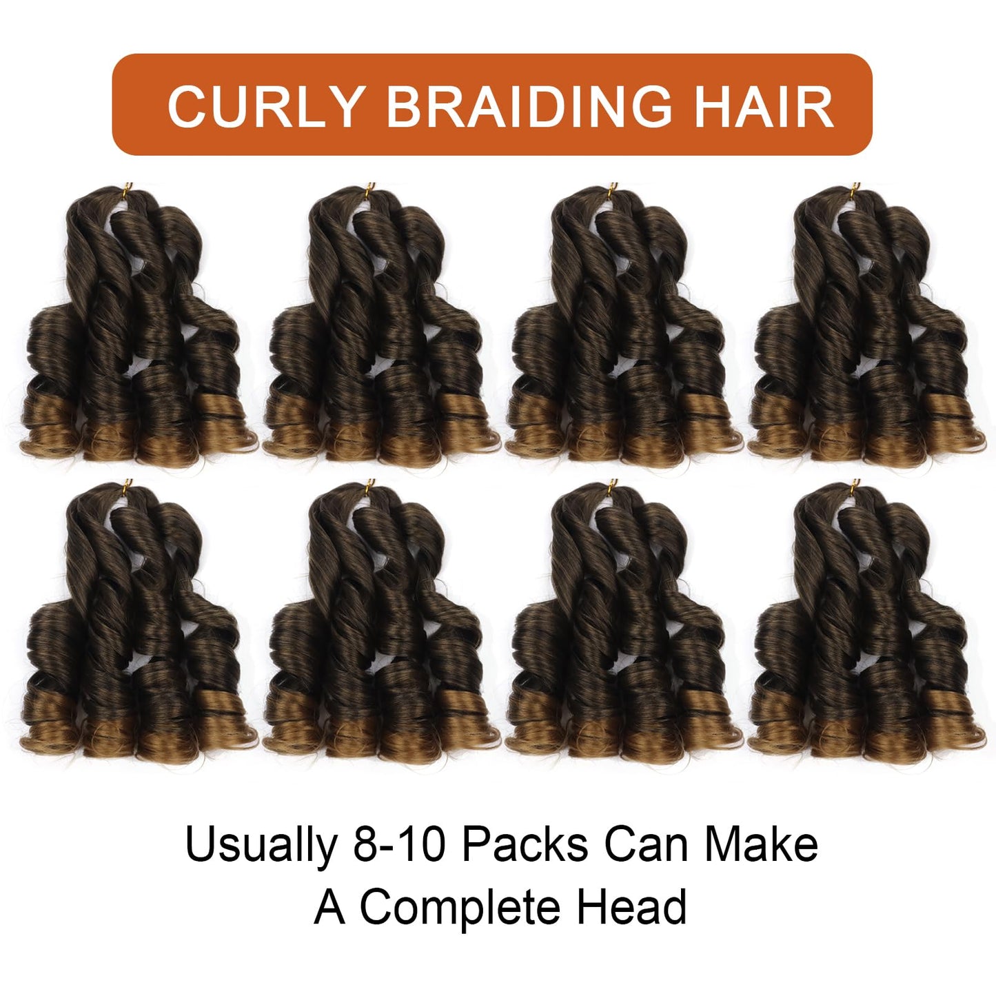 French Curly Braiding Hair Pre Stretched for Goddess Braids 14 Inch 8 Packs Spanish Braiding Hair Bouncy French Curl Crochet Braids Synthetic Braiding Hair Extensions(14 Inch/Pack of 8, T27)